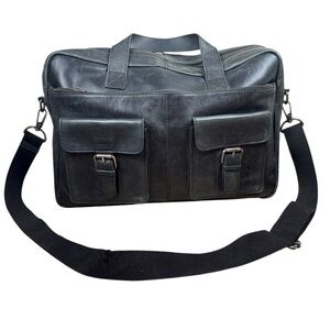 Rawlings Leather Ace Messenger Bag | Distresseed Black Leather | Good Condition
